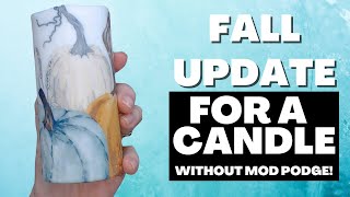 Genius Dollar Store candle hack you need to see! Decorate a Dollar Store Candle. Seasonal Candle.