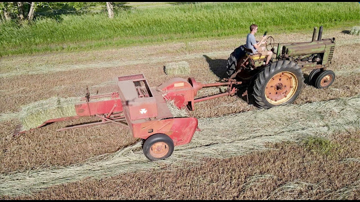 Baling Hay with the John Deere A and Kubota