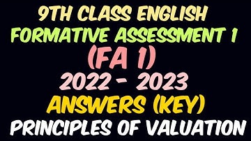 9th Class English FA 1 Key | Answers | Formative Assessment 1 | 2022 - 2023