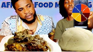 Spin and eat challenge | how can i beat in food challenge | black soup and pounded yam 