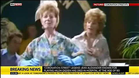 Jean Alexander dies - Sky News announcement (14 Oc...