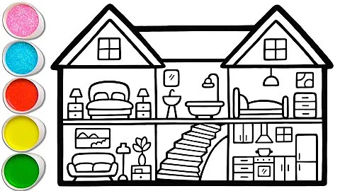 Miniature House Drawing, Painting and Coloring for Kids & Toddlers | Let's Draw, Paint Together