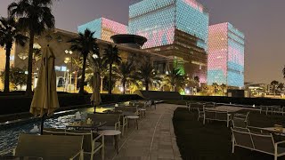 Riyadh’s Hidden Gem: Alathiah Cafe ☕✨ | Outdoor City Lights, Water Features & Greenery