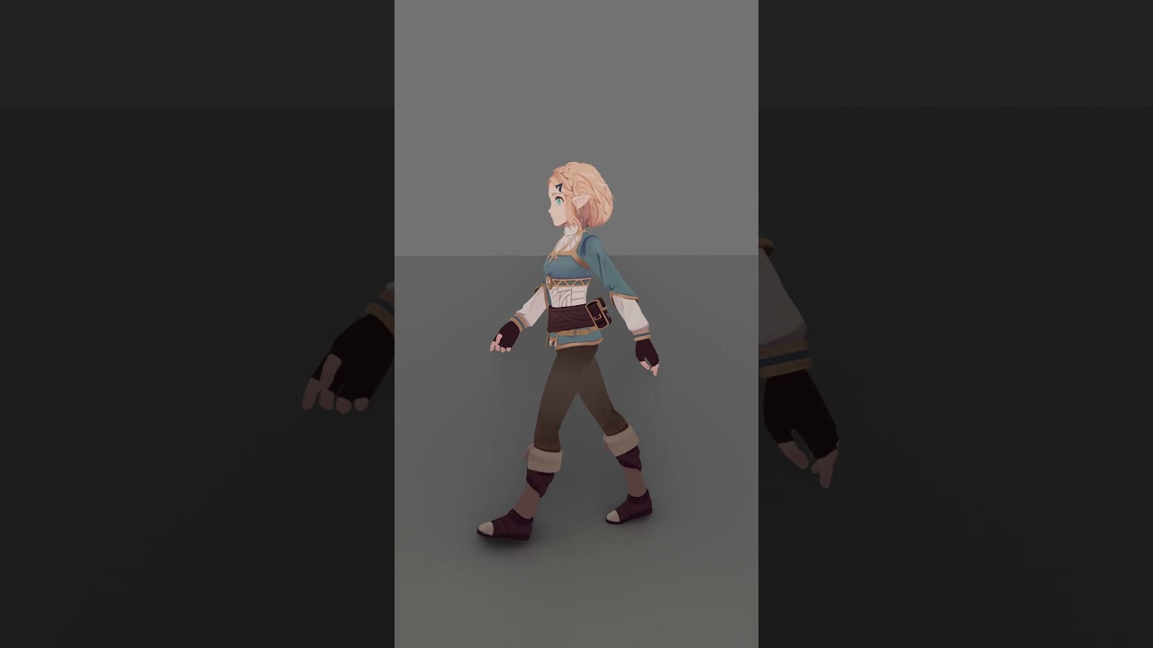 Zelda walk cycle animation test 