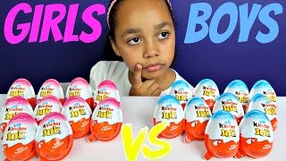 20 Kinder Joy Girls vs Boys - Kinder Surprise Chocolate Eggs Opening