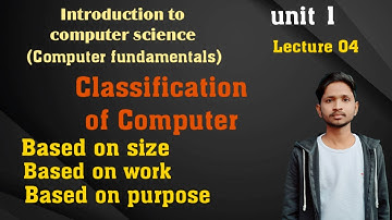 Bca|  unit1| lec 04| CLASSIFICATION OF COMPUTER| Fundamentals of computer| intro to computer science