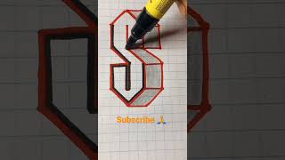 simple 3-D drawing letter S on graph paper #shortsvideo #youtubeshorts #art #artist