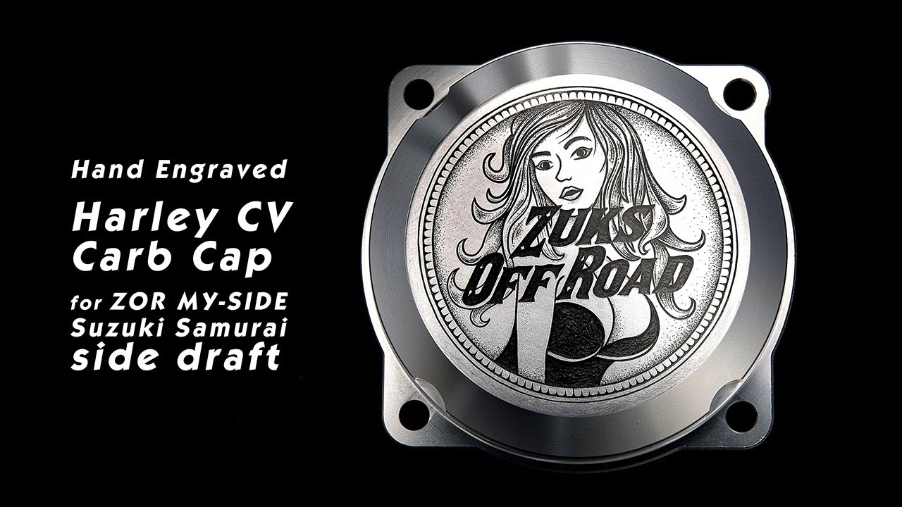 Hand Engraved Harley CV carb top - YouTube