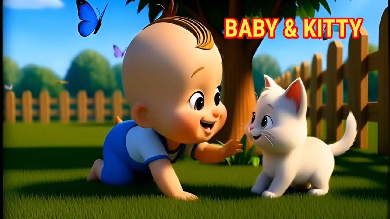 CUTE BABY AND KITTEN NURSERY CARTOON FOR TODDLERS l KIDS WONDERLAND WORLD l KIDS ANIMATION l 
