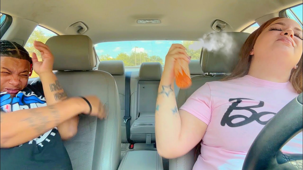 OVERLY SPRAYING PERFUME IN THE CAR TO SEE MY GF REACTION!! YouTube