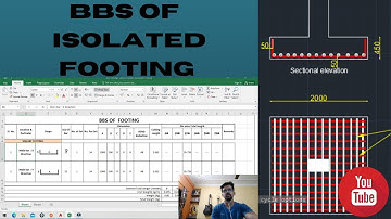 BBS OF ISOLATED FOOTING IN EXCEL ( COLUMN FOOTING ) FOOTING REINFORCEMENT DETAIL IN AUTOCAD 2020