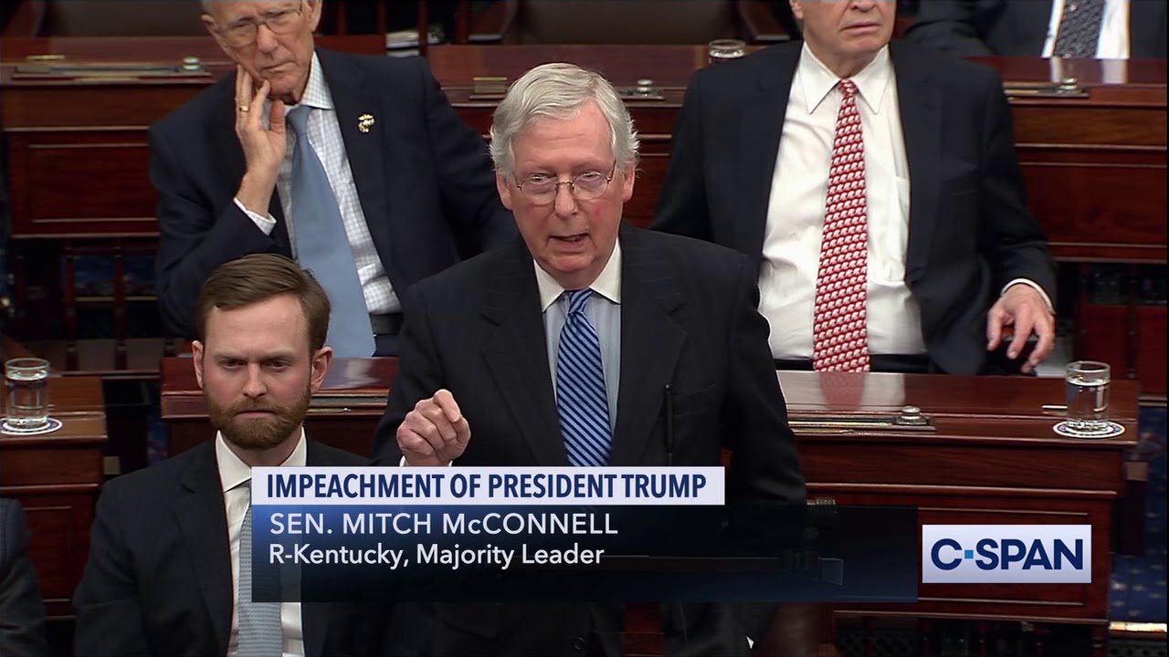 Senate Majority Leader Mitch Mcconnell On Articles Of Impeachment Youtube