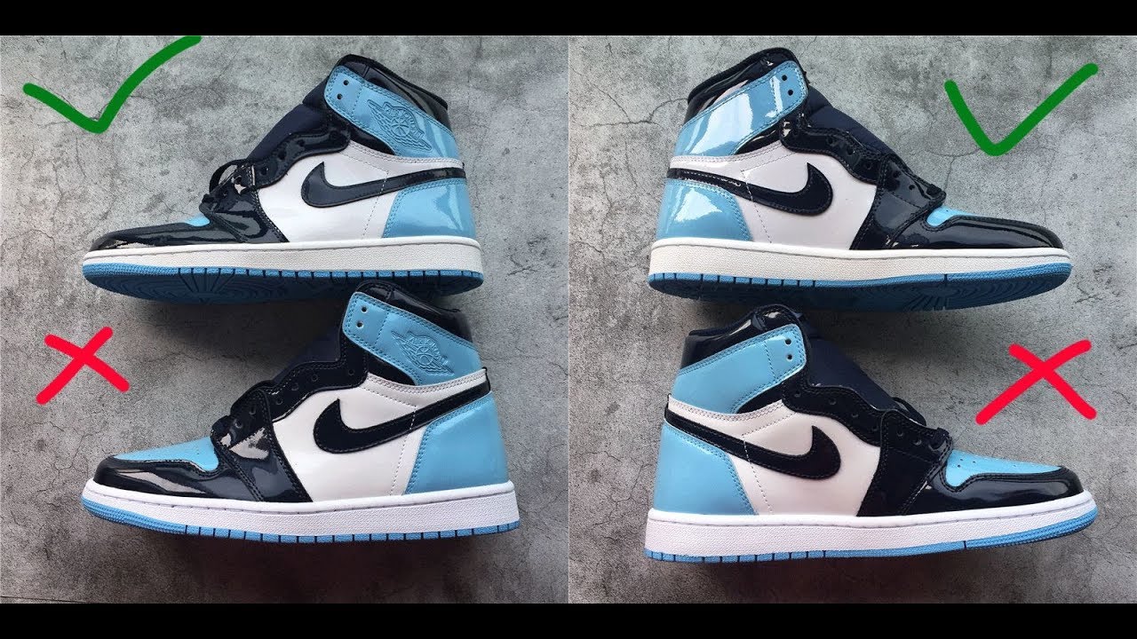 Real VS Fake Air 1 Blue Chill UNC Leather - YouTube