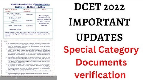 DCET 2022 Important Updates |DCET Special Category Documents Verification 2022|#dcet2022 #dcet