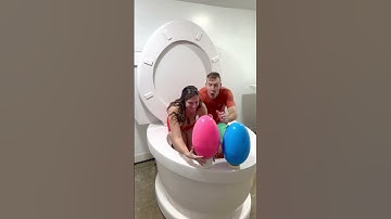 Surprise Egg PARTY Game CHALLENGE in Worlds Largest Toilet Red Pool with HUGE PRIZE #shorts