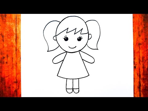 Kolay Bir Kız Çizimi, Sevimli Bir Kız Adım Adım Nasıl Çizilir, Çizim Saati Art Easy Girl Drawings