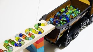 Marble Run Race  ☆ HABA Slope, Dump Truck & Garbage Truck # 17