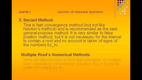 Chapter 2: Solution of Nonlinear Equations