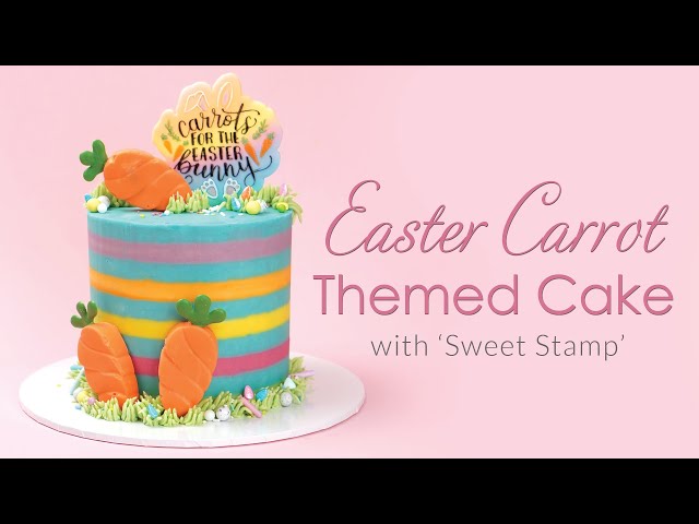 Striped Buttercream Frosting Easter Cake Decorating Tutorial with Carrot Cakesicles