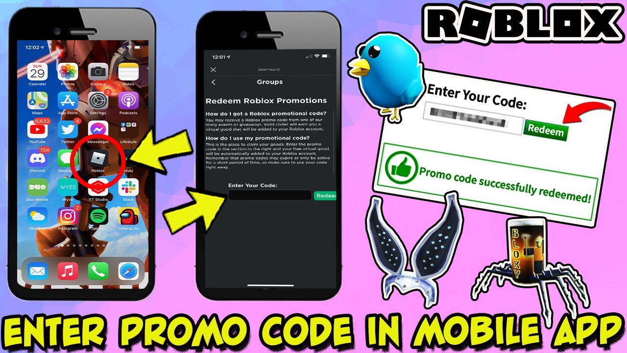 HOW TO ENTER PROMO CODES IN ROBLOX MOBILE APP - iPhone, Android 