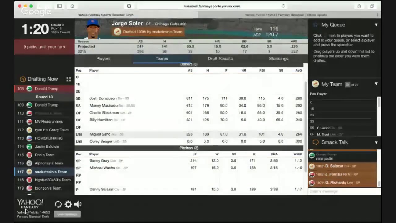 Day One 2016 Fantasy Baseball Draft - First Draft of the Season!!!