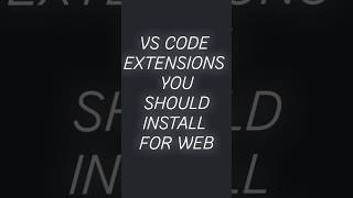 VS Code Extensions Every Web Developer Needs #shorts
