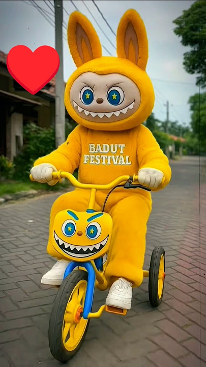 naik sepeda Badut Labubu, kuromi & Tung Tung Tung Sahur #shorts #labubu #badut Video lucu viral fyp