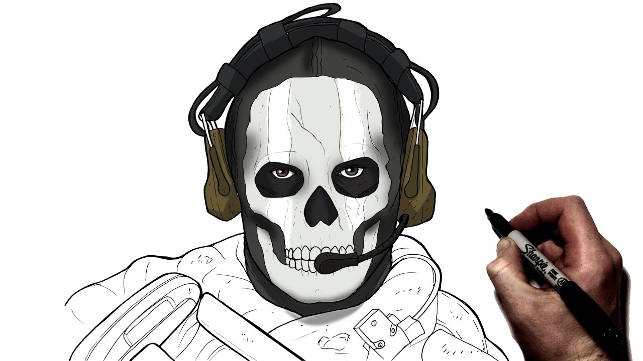 How To Draw Ghost Step By Step Call Of Duty YouTube