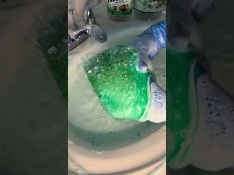Mint Green Foam Sponge ASMR 🧽💚 | Satisfying Soap Squeeze #shorts