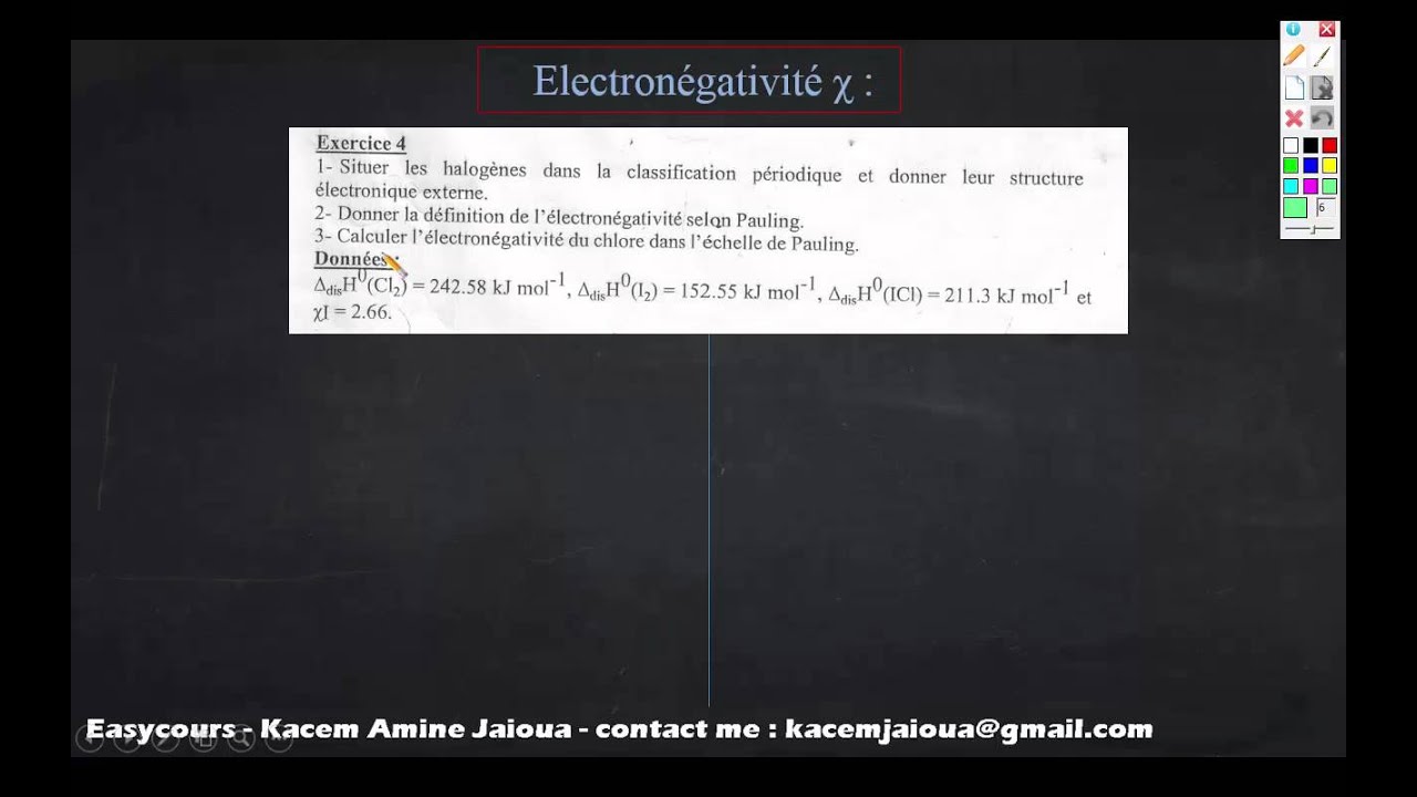44 Exercice 1 Electronegativite Atomistique S1 Youtube