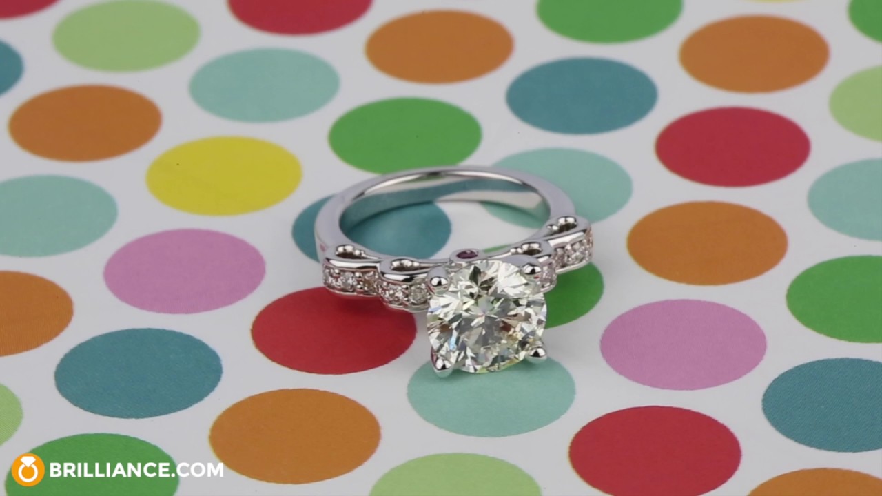 Cinderella Diamond Engagement Ring with Surprise Ruby (2.72 ct .) - YouTube