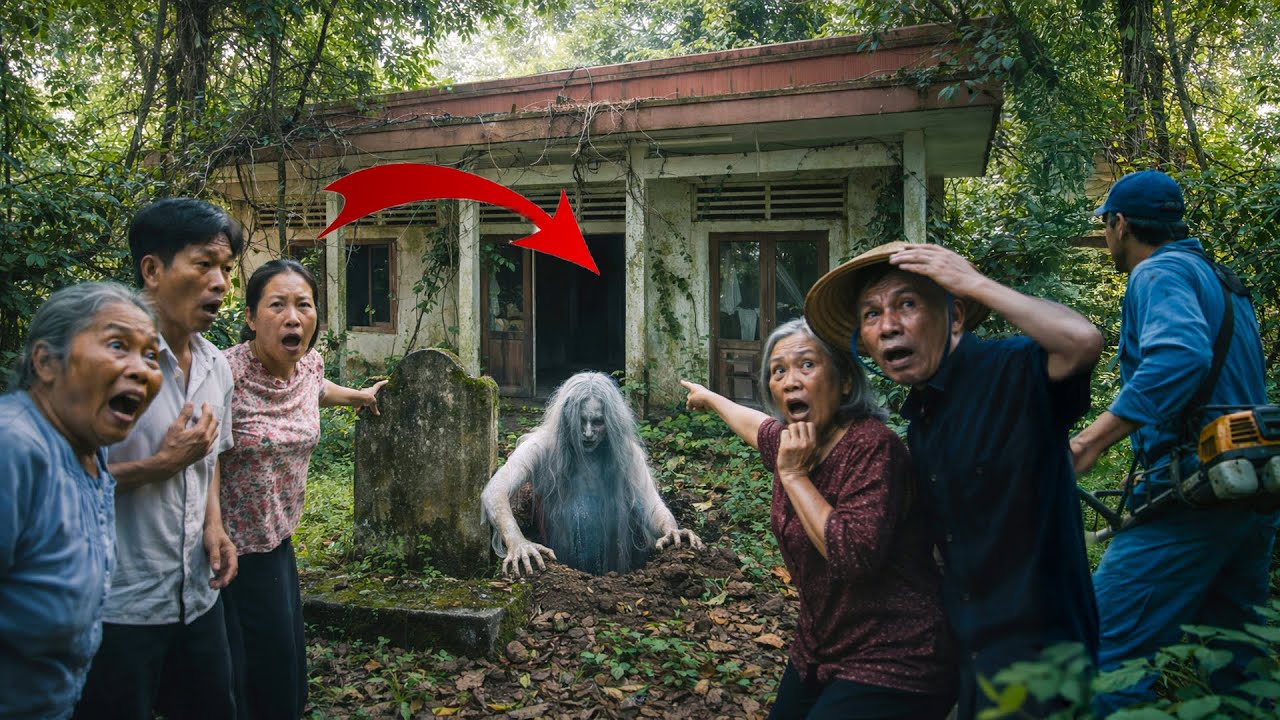 Horrifying: Grave in Front of House Suddenly Cracks Open – Ghost Crawls Out, Causing Panic 😱👻