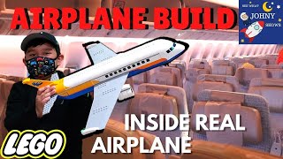 Johny Builds Lego City Airplane Inside Real Airplane Ride