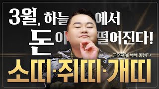 2025년 띠별운세 ✨3월 운세✨하늘에 구멍이 뚫렸나? 돈다발이 떨어지네? 돈복 터져보자!! 소띠 쥐띠 개띠…