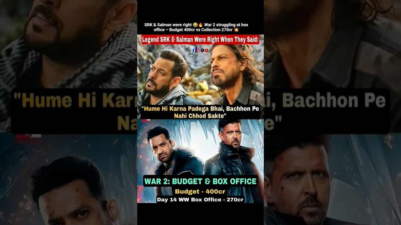 SRK & Salman were right 😂🔥 War 2 struggling at box office – Budget 400cr vs Collection 270cr 💥