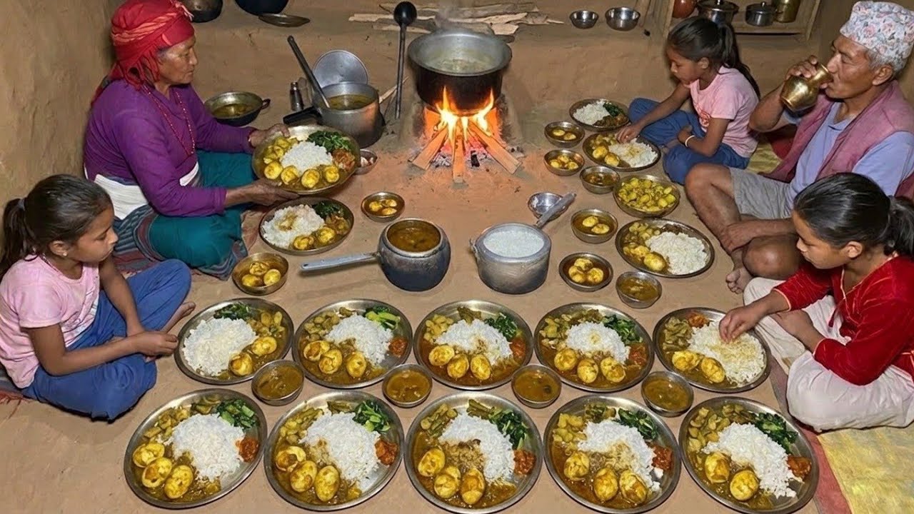 Beautiful Village Girl Cooking Delicious Egg Curry For Her Family.