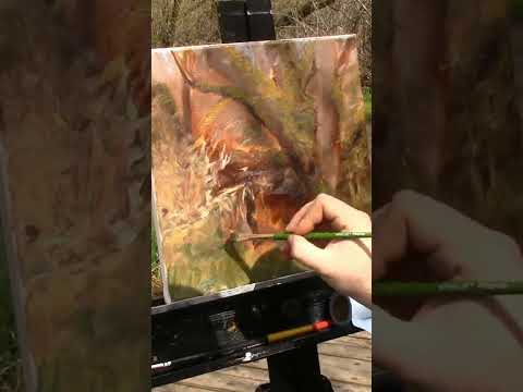 Relaxing Plein Air Painting  Trees and Swampy Overgrowth