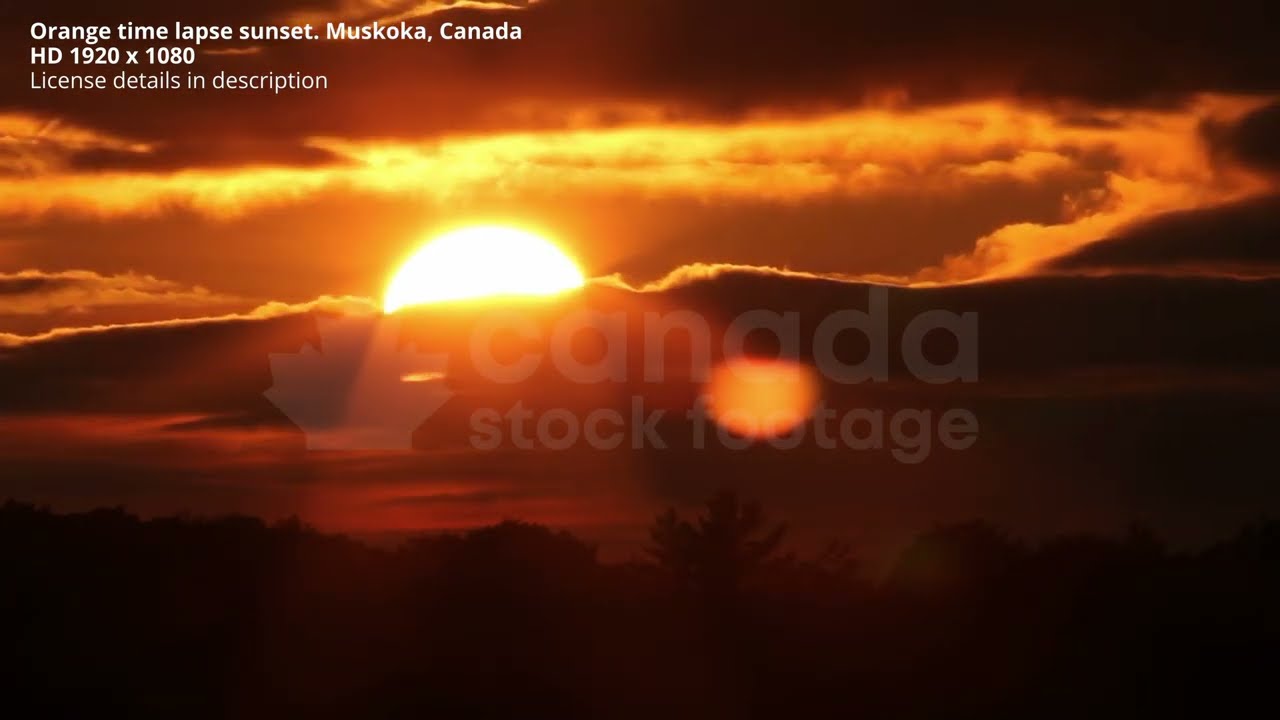 HD stock footage video | Dramatic orange time lapse sunset. Muskoka, Ontario. canadastockfootage.com