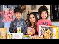 Trying Trader Joe's Snacks BLINDFOLD CHALLENGE