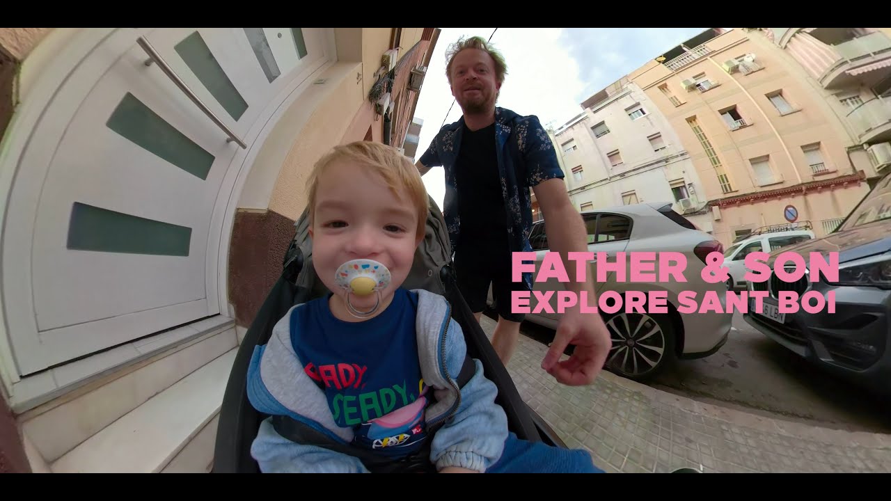 Father & son explore unknown Barcelona. Travel vlog in local town Sant Boi. Childhood memories.