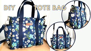 DIY Tote Bag แบบมีกระเป๋า | วิธีเย็บกระเป๋าผ้าแบบมีกระเป๋าข้าง