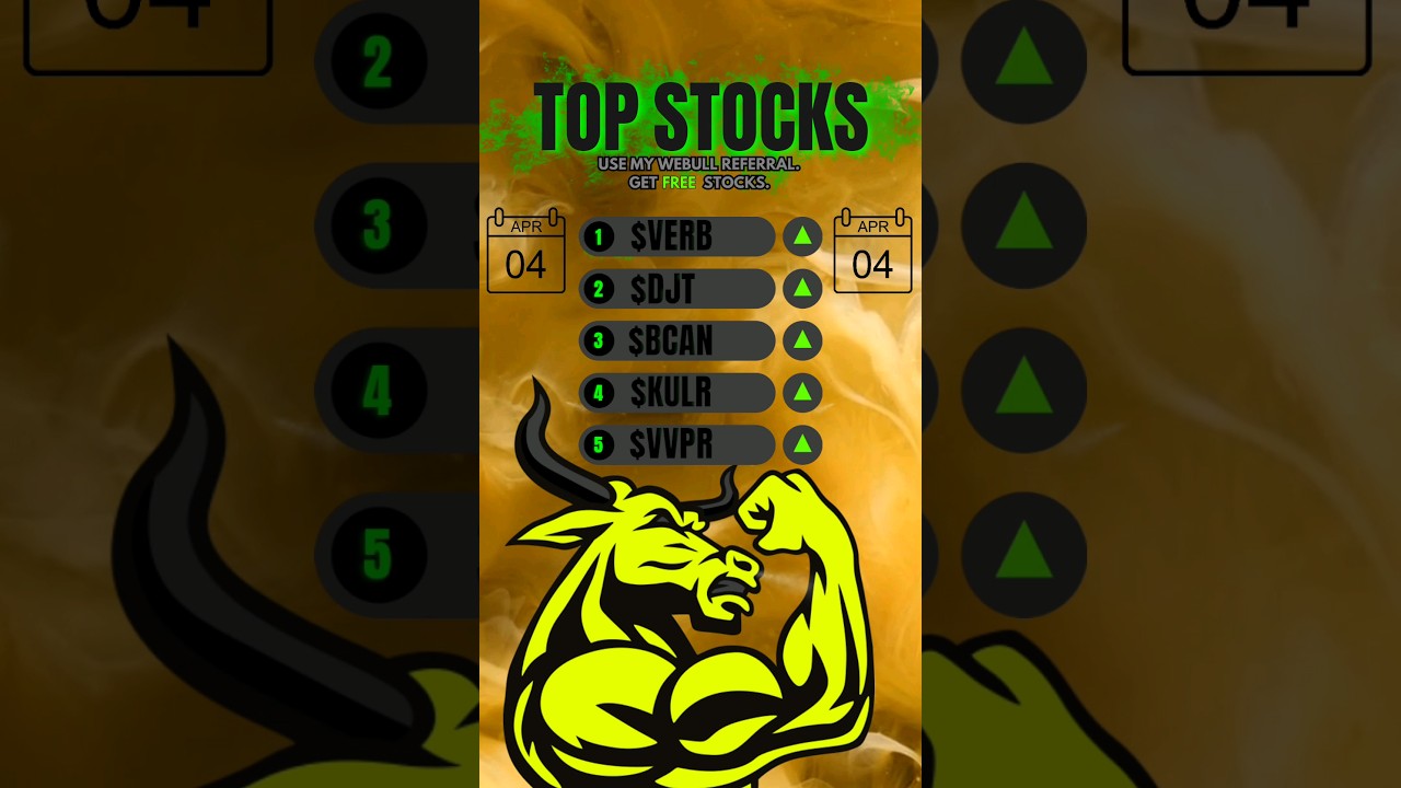 Top 5 Stocks For April 04, 2024 ( $ACB, $ABIO, $BCAN, $VVPR and $DJT ) 