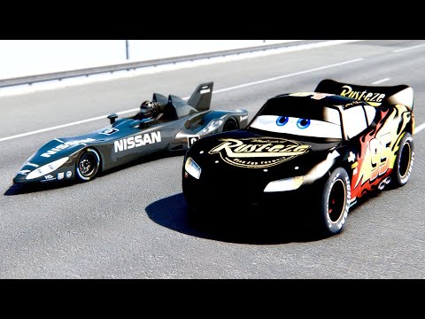 Lightning McQueen Black Edition vs Nissan Deltawing at Drag Race 20 KM