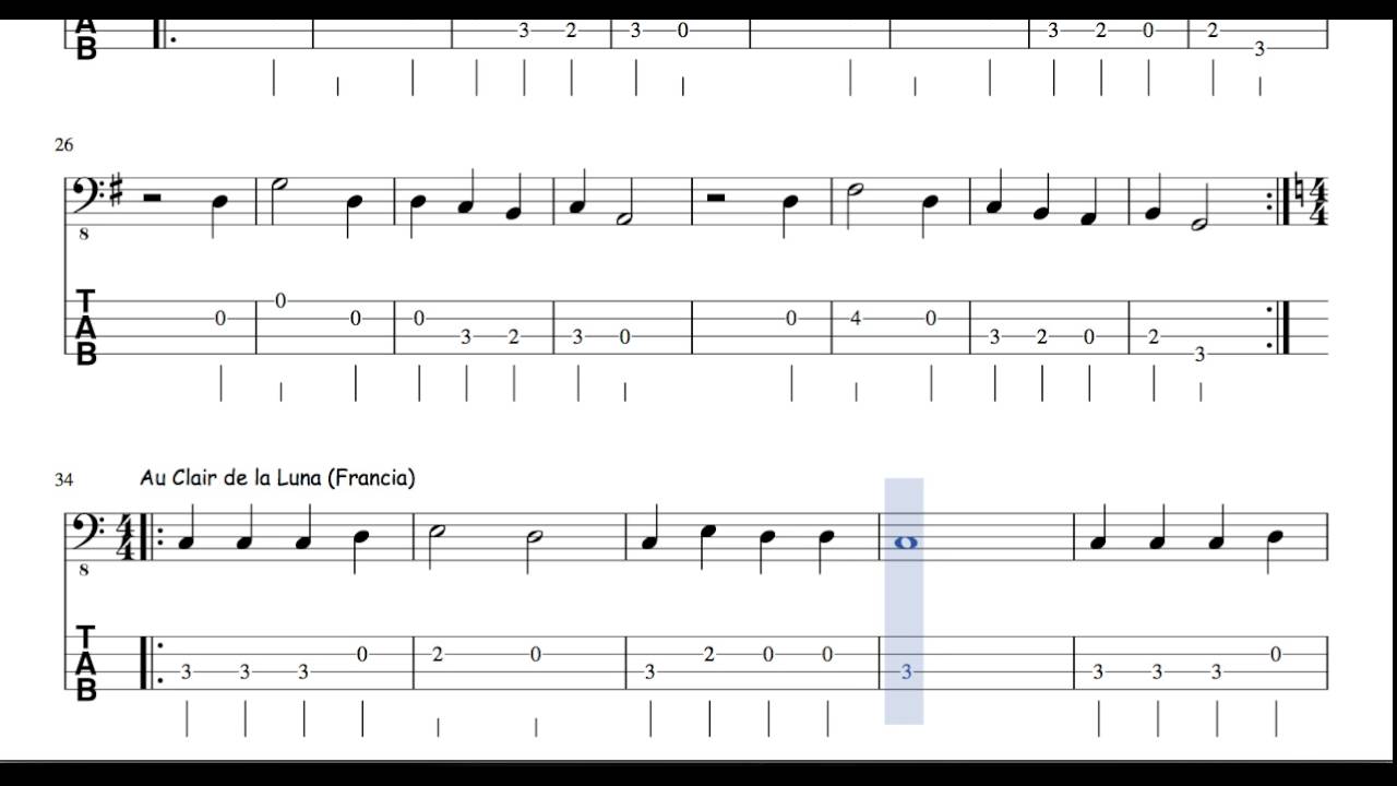 12 of 30 Popurri Mix Tab for Electric Bass Al pasar la barca El buen Rabadan