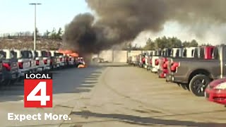 Video of trucks burning in Dearborn highlights what makes electric vehicle fires so dangerous