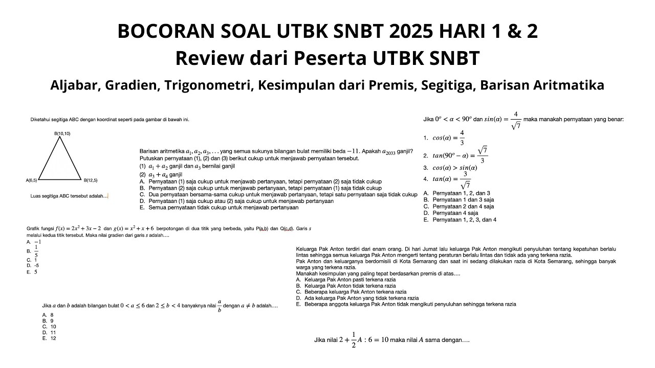 BOCORAN SOAL UTBK SNBT 2025 HARI 1 DAN 2