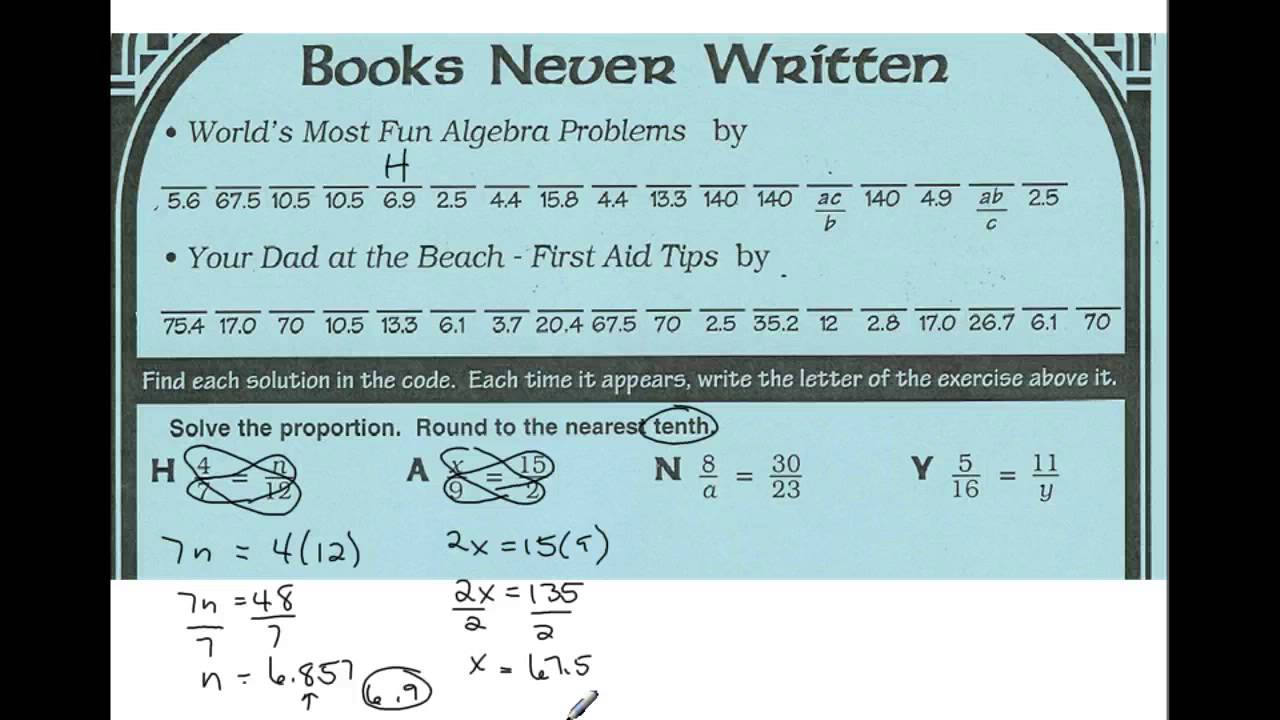 Books Never Written Math Worksheet Answers Page Pizzazz. Books. Best Free Printable Worksheets