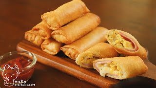 Easy Egg Roll Recipe : How To Make Ham and Cheese Egg Rolls