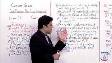 Class 10 - Computer Studies - Chapter 5 - Lecture 11 Exercises: 3 To 10 - Allied Schools