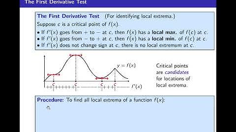 Calculus I, Lecture 31: Local Extrema and the First Derivative Test